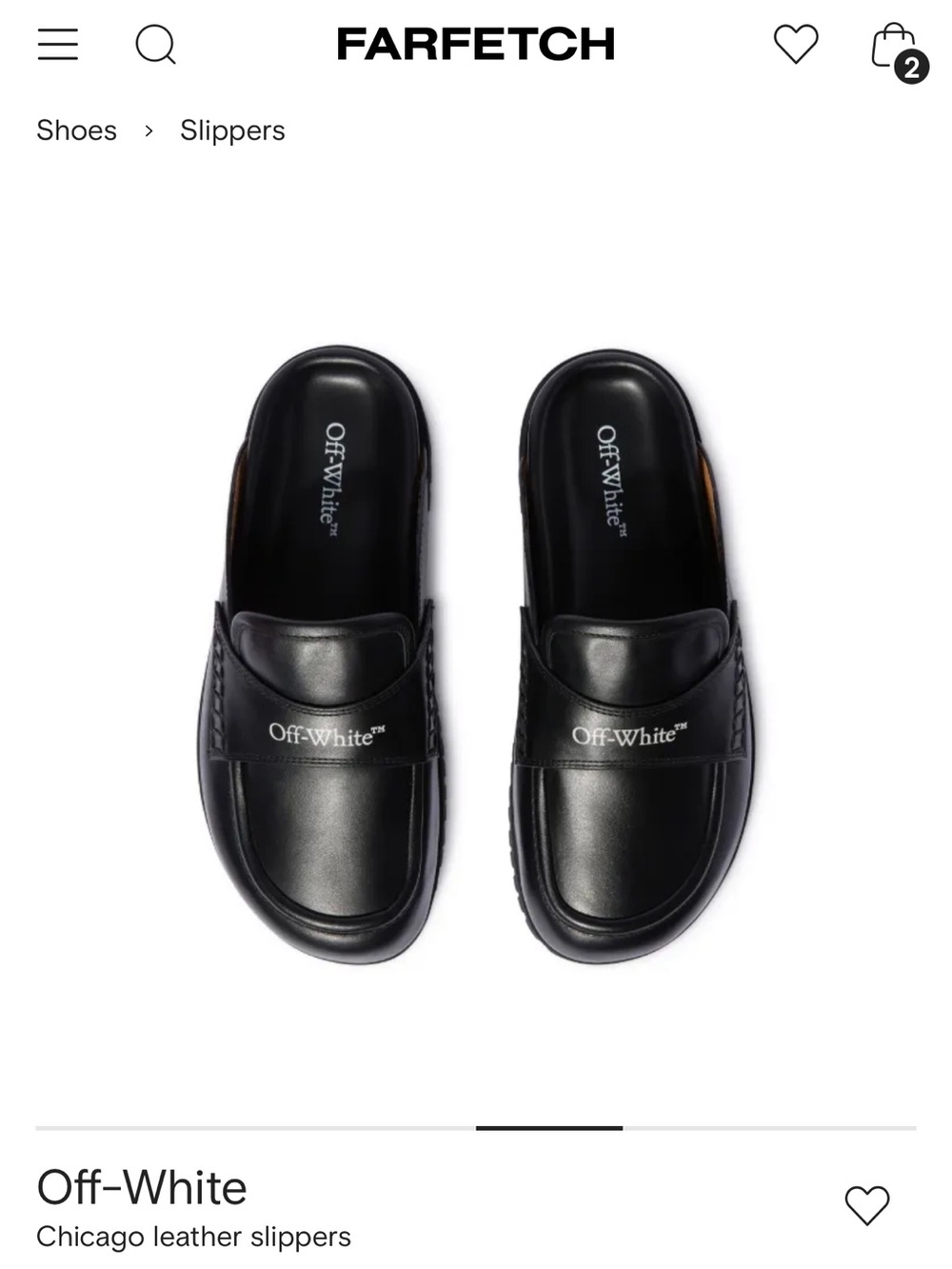 Off-White Black Leather Slip-On Loafers